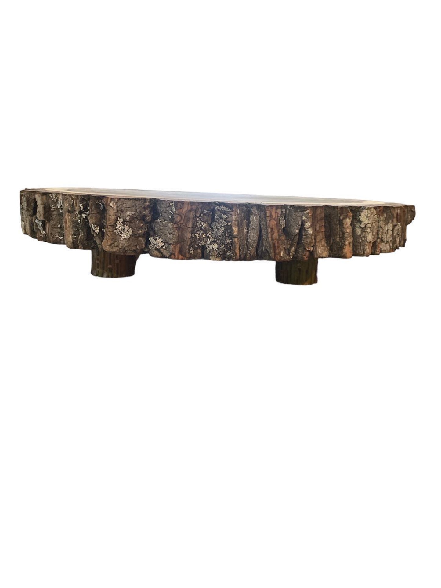 Rustic Slab Charcuterie board, Cake Stand, Cutting Board, Food Serving, or Center Piece, With Legs, With Bark