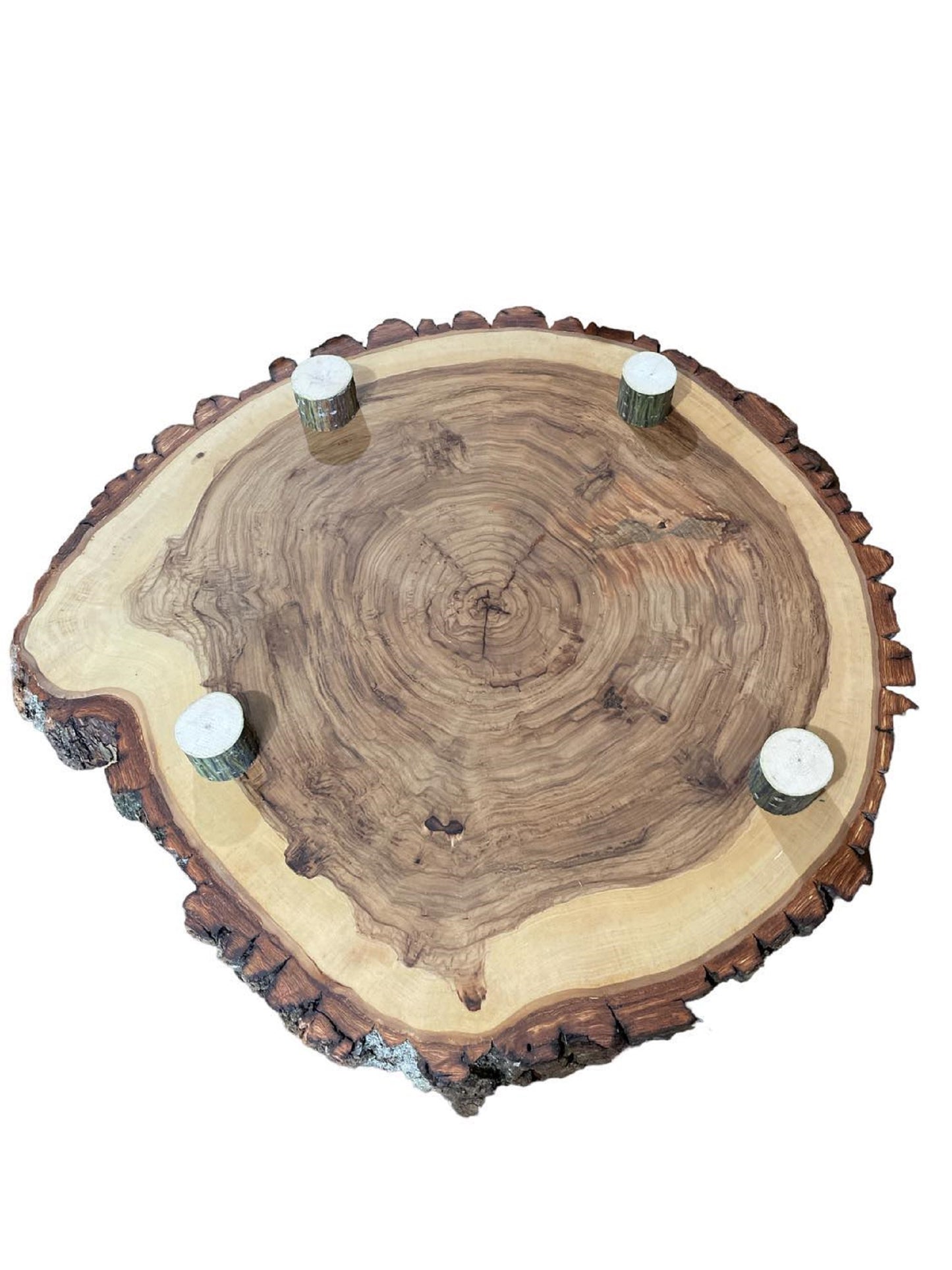 Rustic Wood Slab, Charcuterie boards, Cutting Boards, Cake Stands, Serving Platters or Center Pieces With Bark