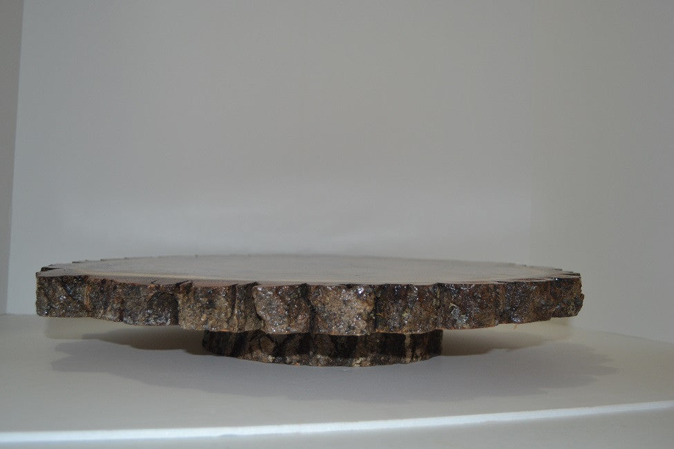 Rustic Lazy Susan Hand Crafted with Log Slices with Bark Turn Table