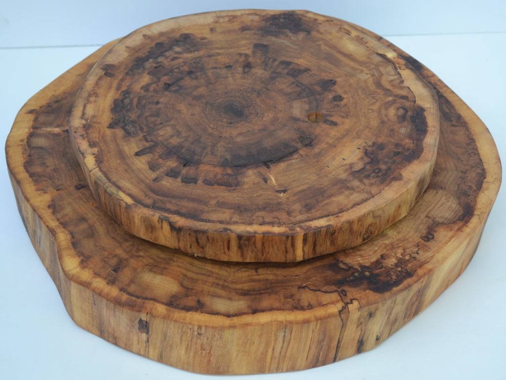 Rustic Lazy Susan Hand Crafted with Log Slices No Bark Turn Table