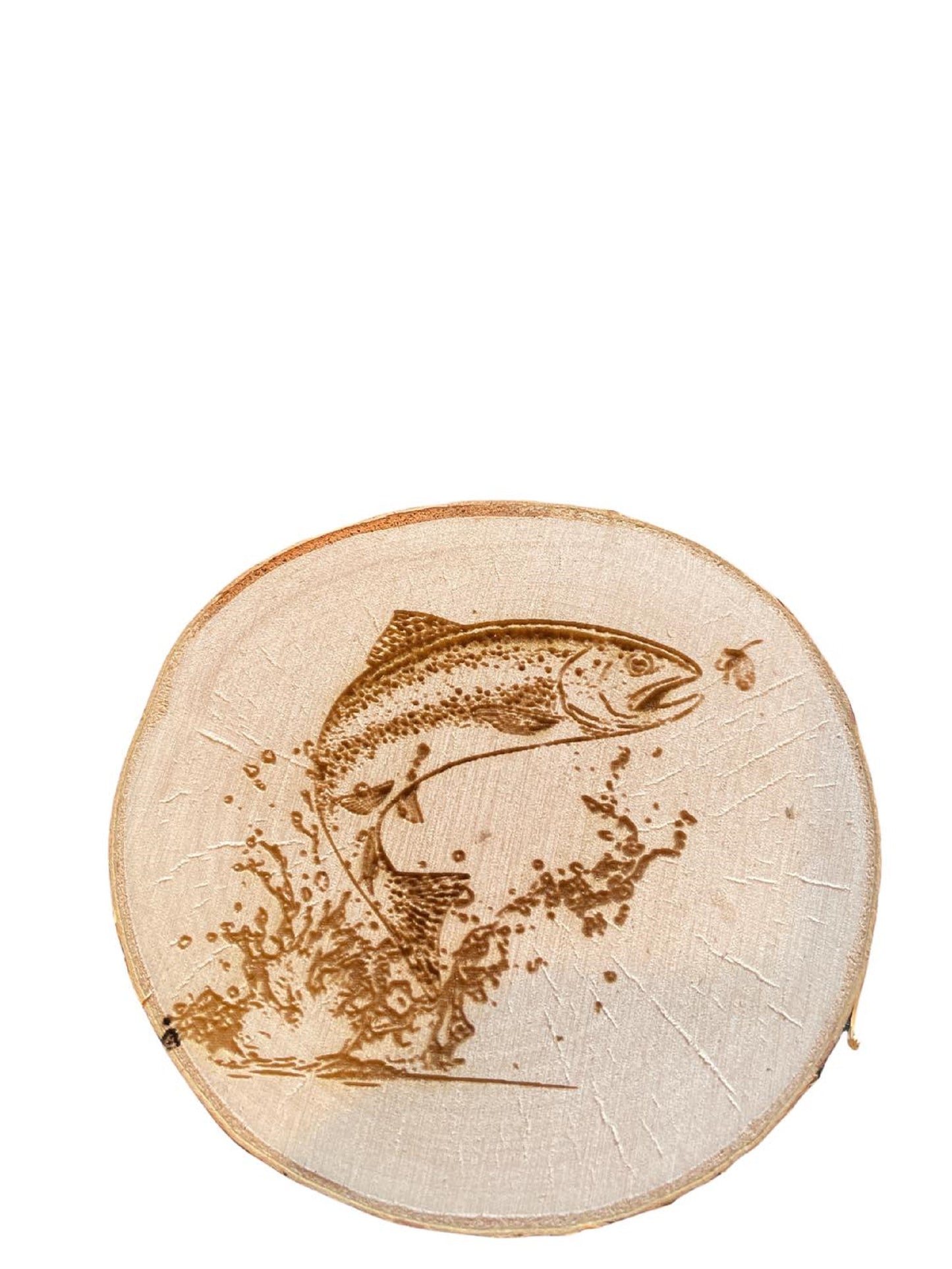 Engraved Birch Log Slice Coasters North American Wildlife 3 1/2"-4 1/2" Diameter Set of Six