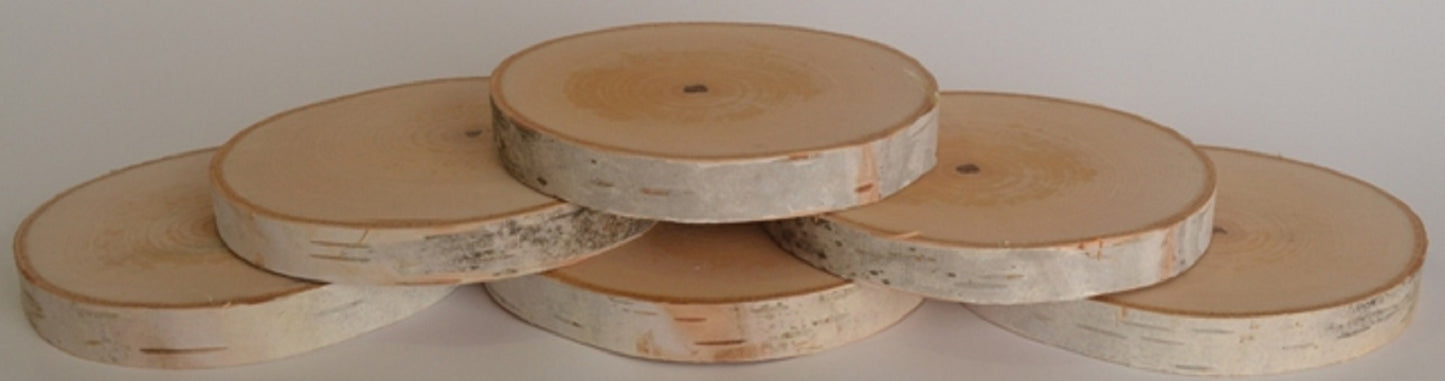 Birch Log Wood Slices 4 1/2" to 6" x 1/2" to 3/4" Kiln Dried (NOT SANDED) Wholesale