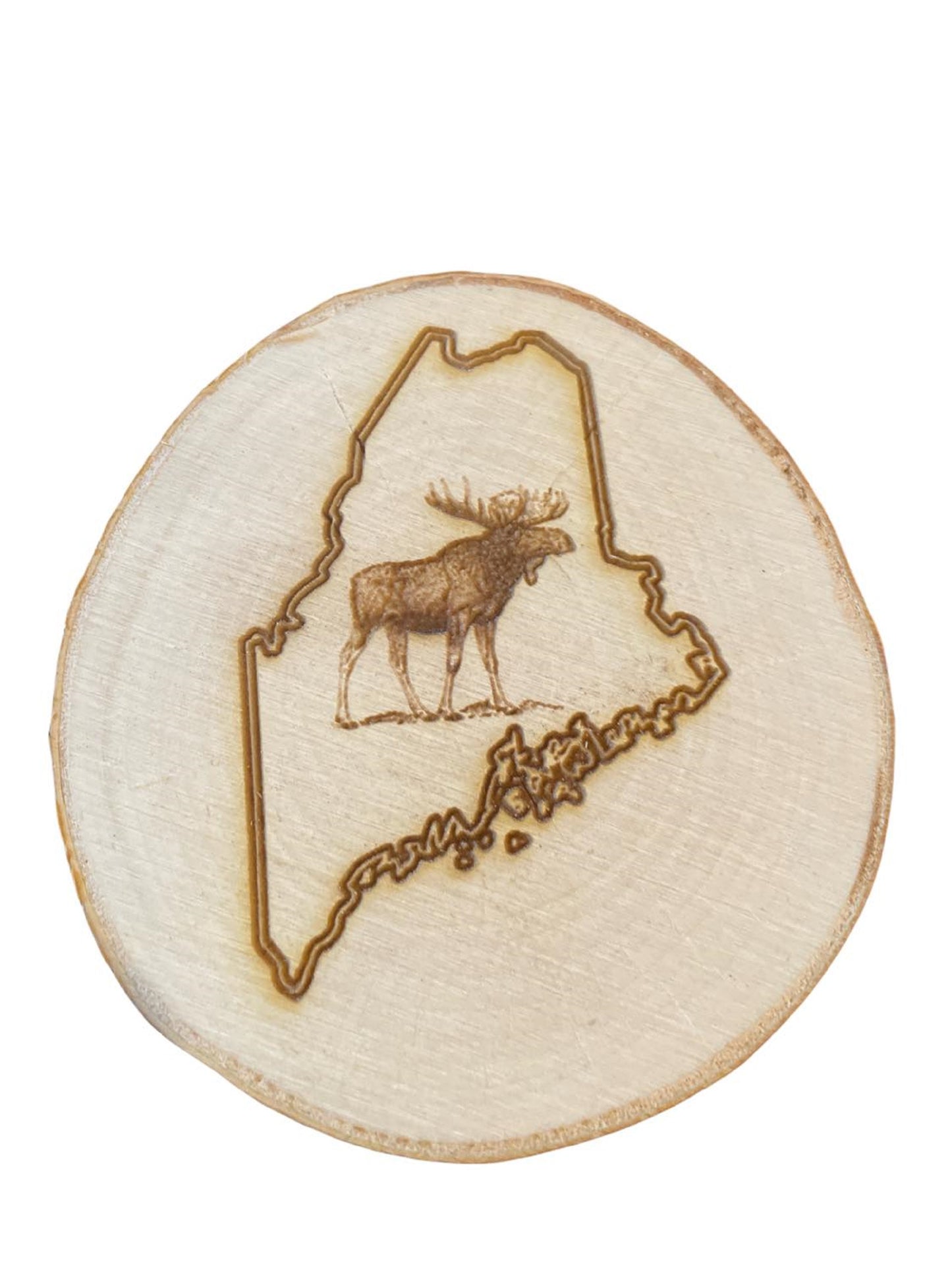 Engraved Birch Log Slice Coasters with your State and emblem Set of Six