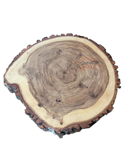 Rustic Wood Slab, Charcuterie boards, Cutting Boards, Cake Stands, Serving Platters or Center Pieces With Bark