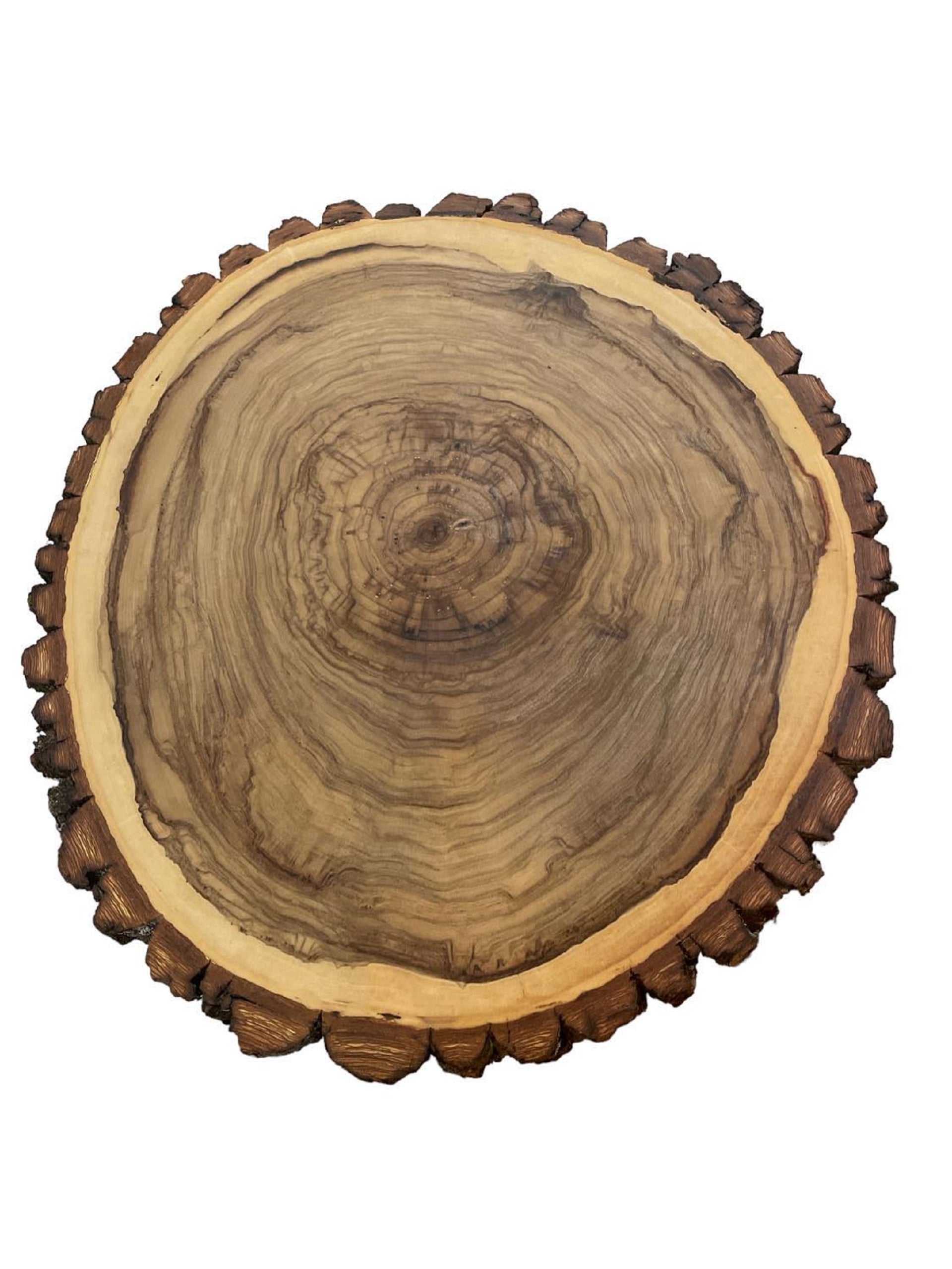 Hanobe Wood Slices for Centerpieces: Set of 3 Round Wood Plates Unfinished  Rustic Wooden Cake Stands with Bark 28cm Live Edge Wood Slab for Wedding