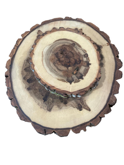 Rustic Lazy Susan Hand Crafted with Log Slices with Bark Turn Table