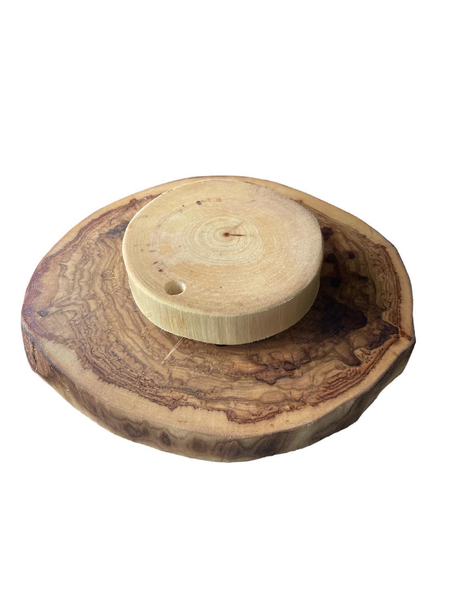 Rustic Lazy Susan Hand Crafted with Log Slices No Bark Turn Table