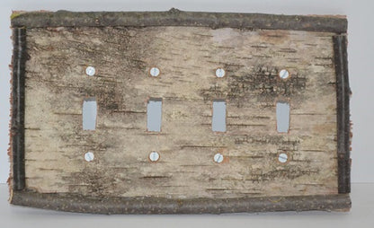Birch Bark Switch Plate, Receptacle and Rocker Plate with Sticks