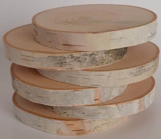 Birch Log Wood Slices 4 1/2" to 6" x 1/2" to 3/4" Kiln Dried (NOT SANDED) Wholesale