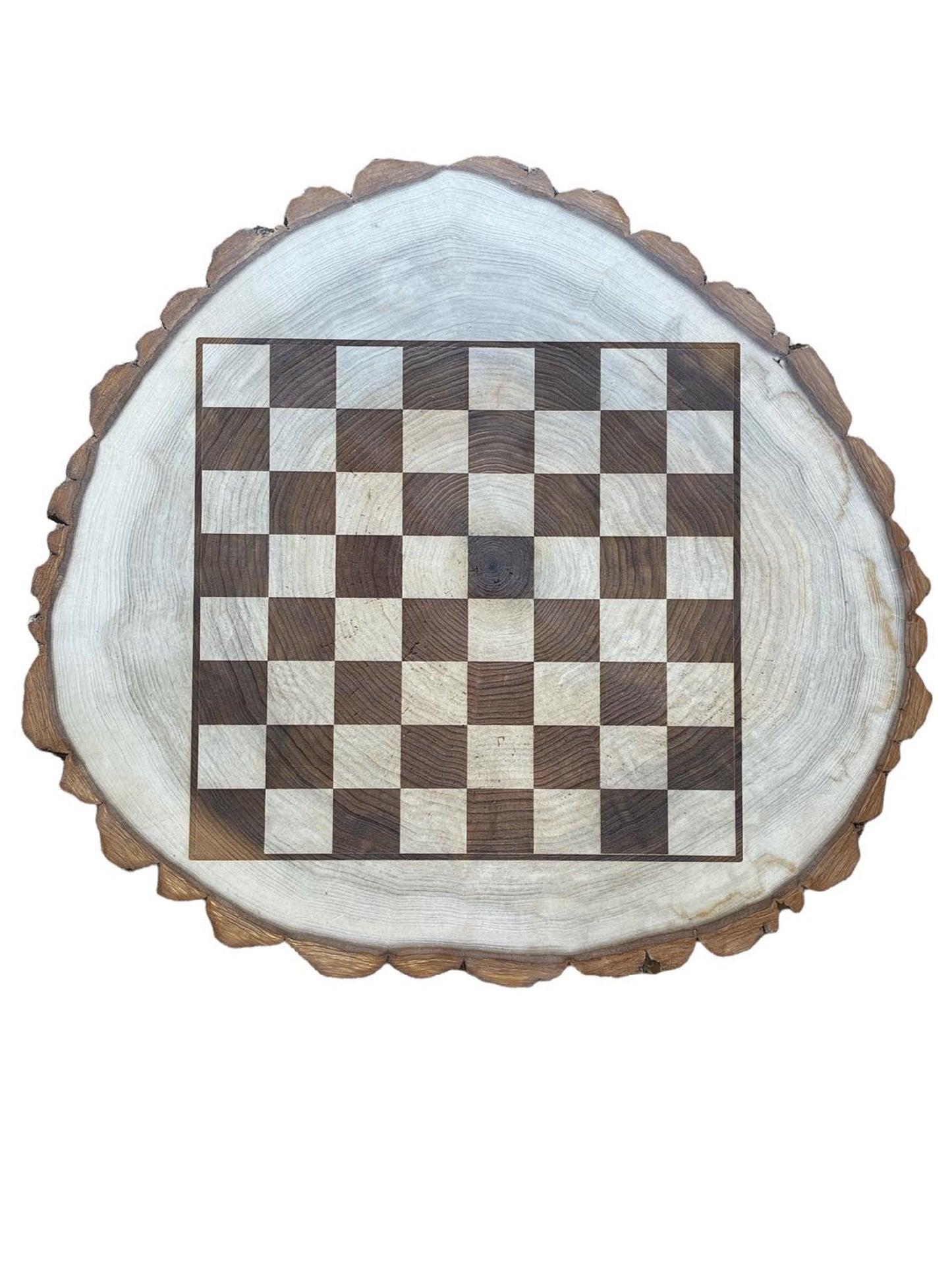 Wood Slice  Chess/Checkers with all pieces included Board Game