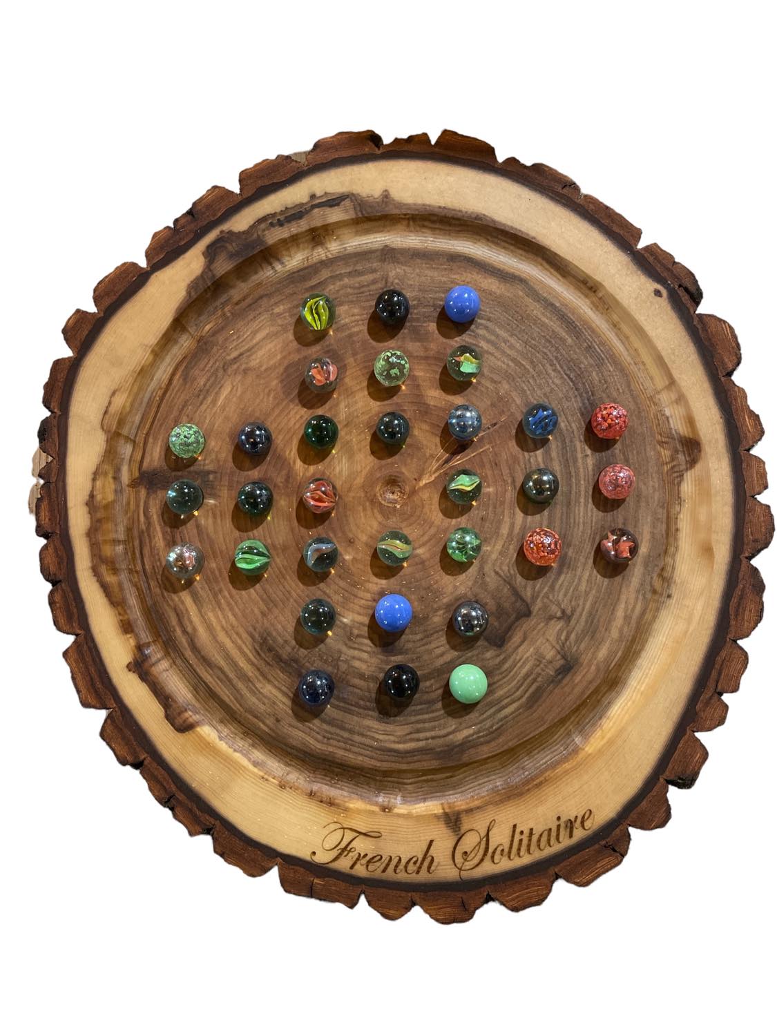 Wood Slice French Solitaire Board Game