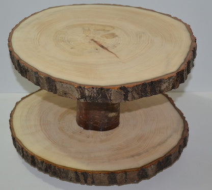 Lazy Susan Double Tier Log Slices 11" to 15 1/2" Diameter