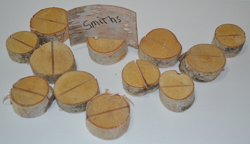 Birch Log Slice Name Place Holder  Twelve  Slices  1 1/2" to 2" D x 3/4" thick
