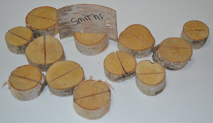 Birch Log Slice Name Place Holder  Twelve  Slices  1 1/2" to 2" D x 3/4" thick
