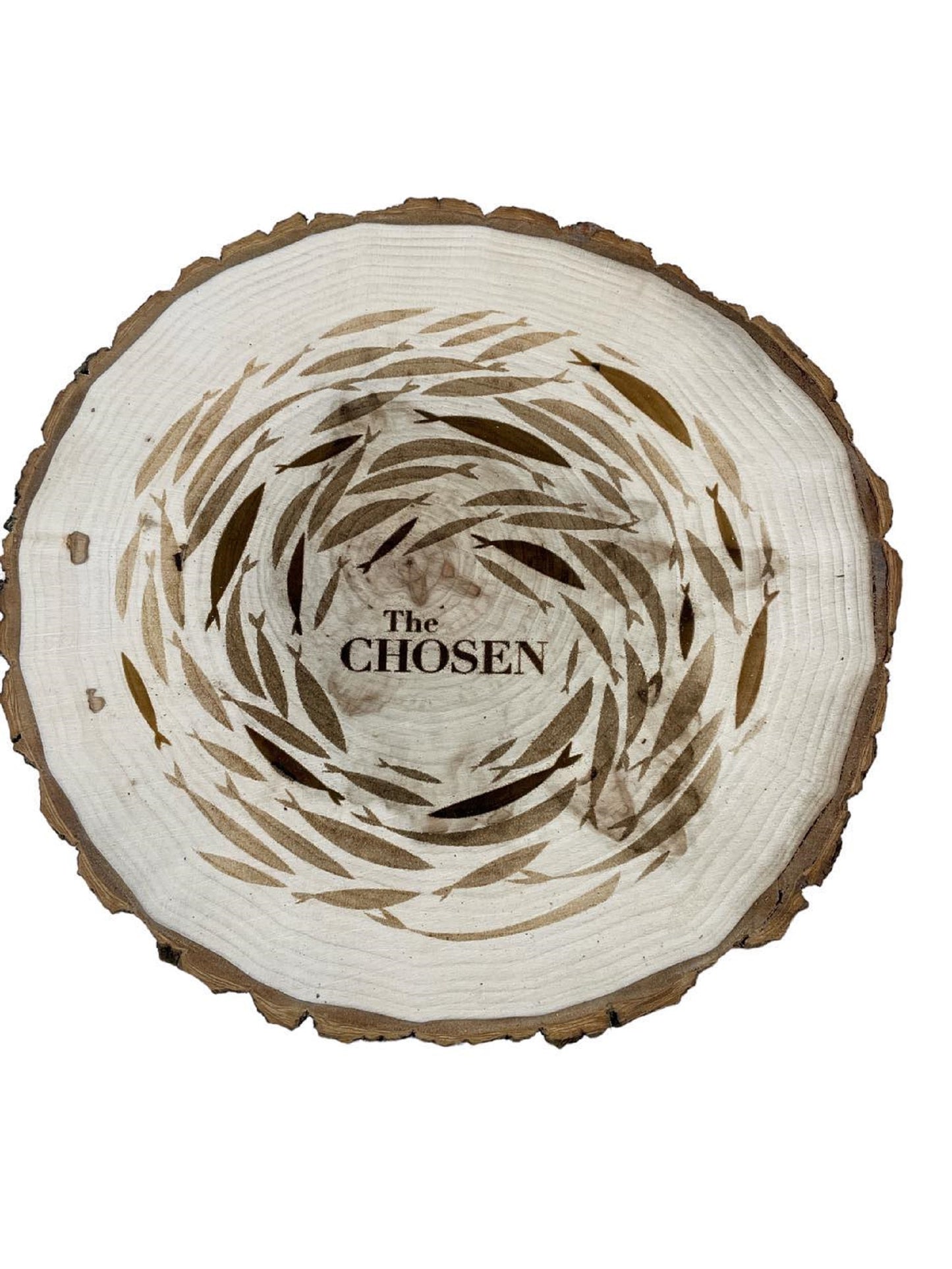 "The Chosen" Wall Plaque Engraved on a beautiful Balm of Gilead Wood Slice 8"-10" diameter x 1" Thick with Wall Hanger