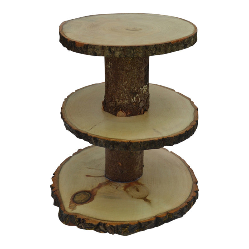Log Round Tree Slice Cup Cake Stand 