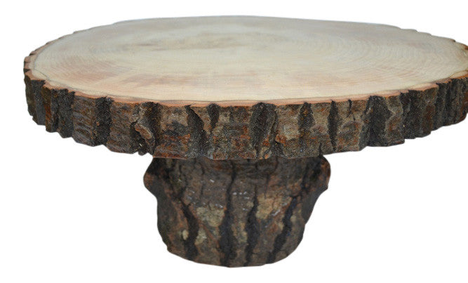 Log Slice Tree Round Cake Stand with Bark