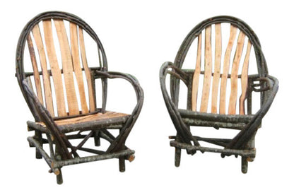 Rustic Twig Arm Chairs  Set of Two